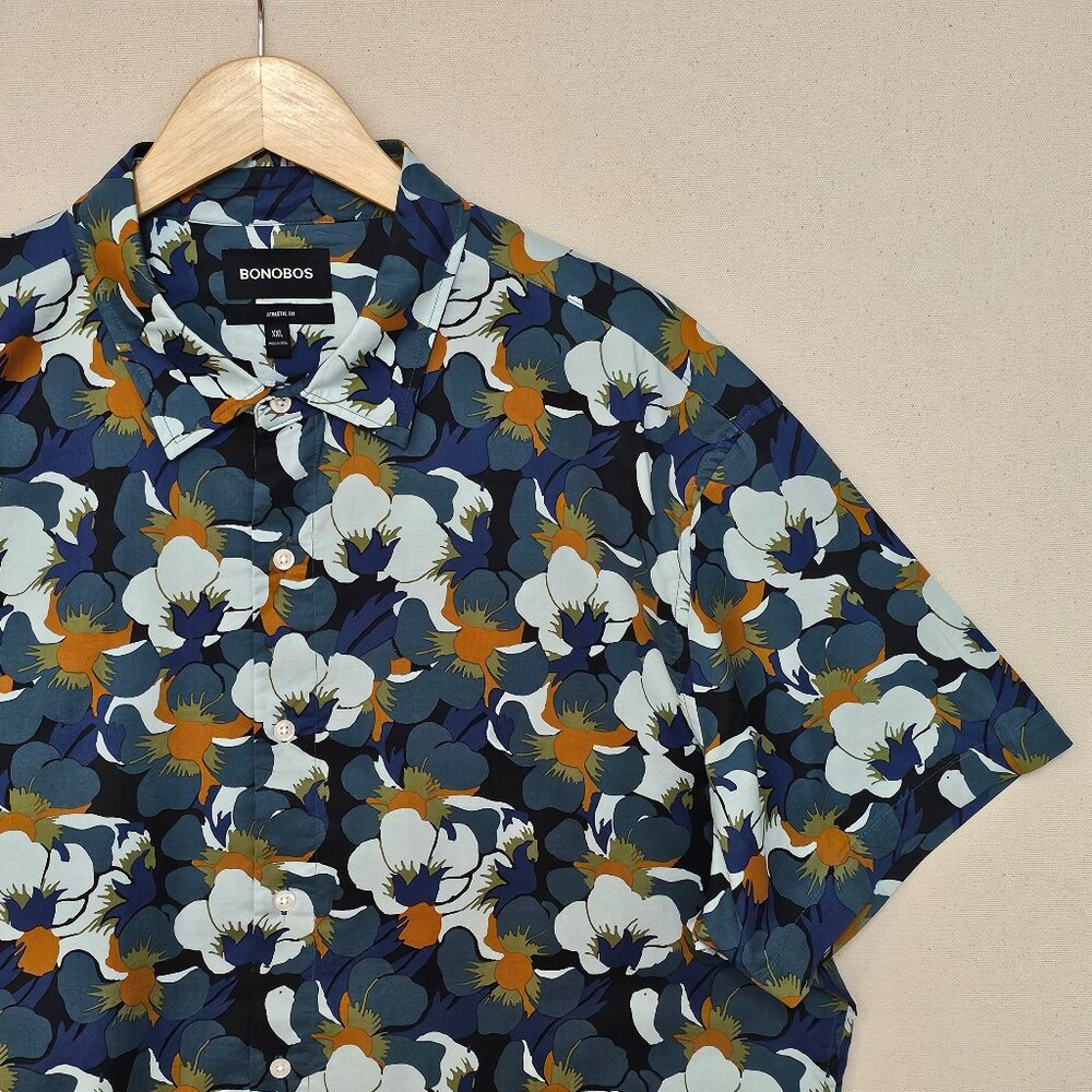 Bonobos Short Sleeve Floral Print Athletic Fit Button Down XXL